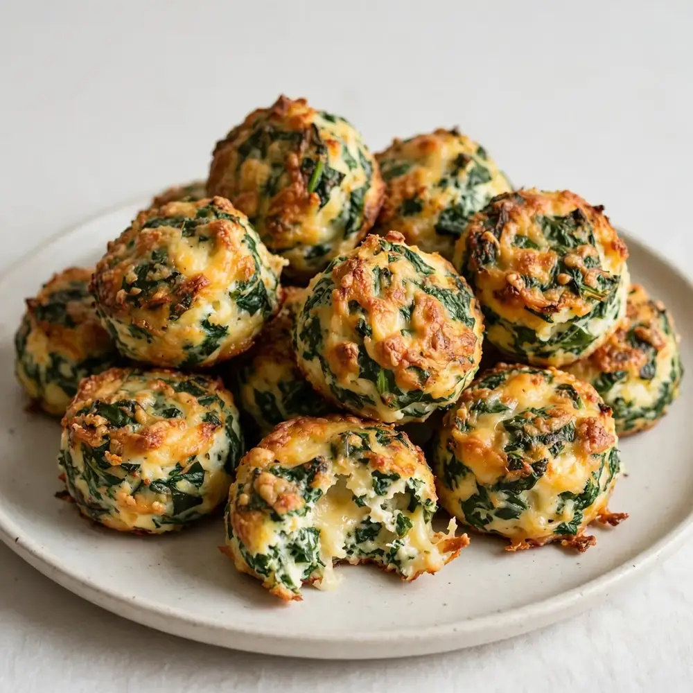 Eiweiß-Bissen mit Spinat und Käse