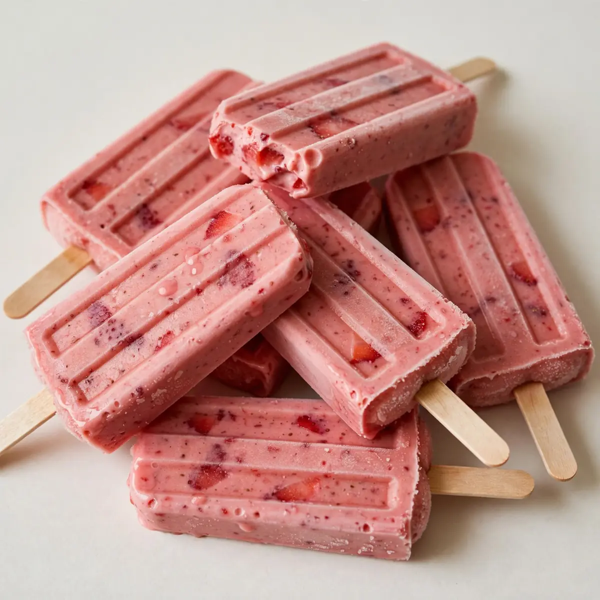 Erdbeer-Protein-Eis am Stiel