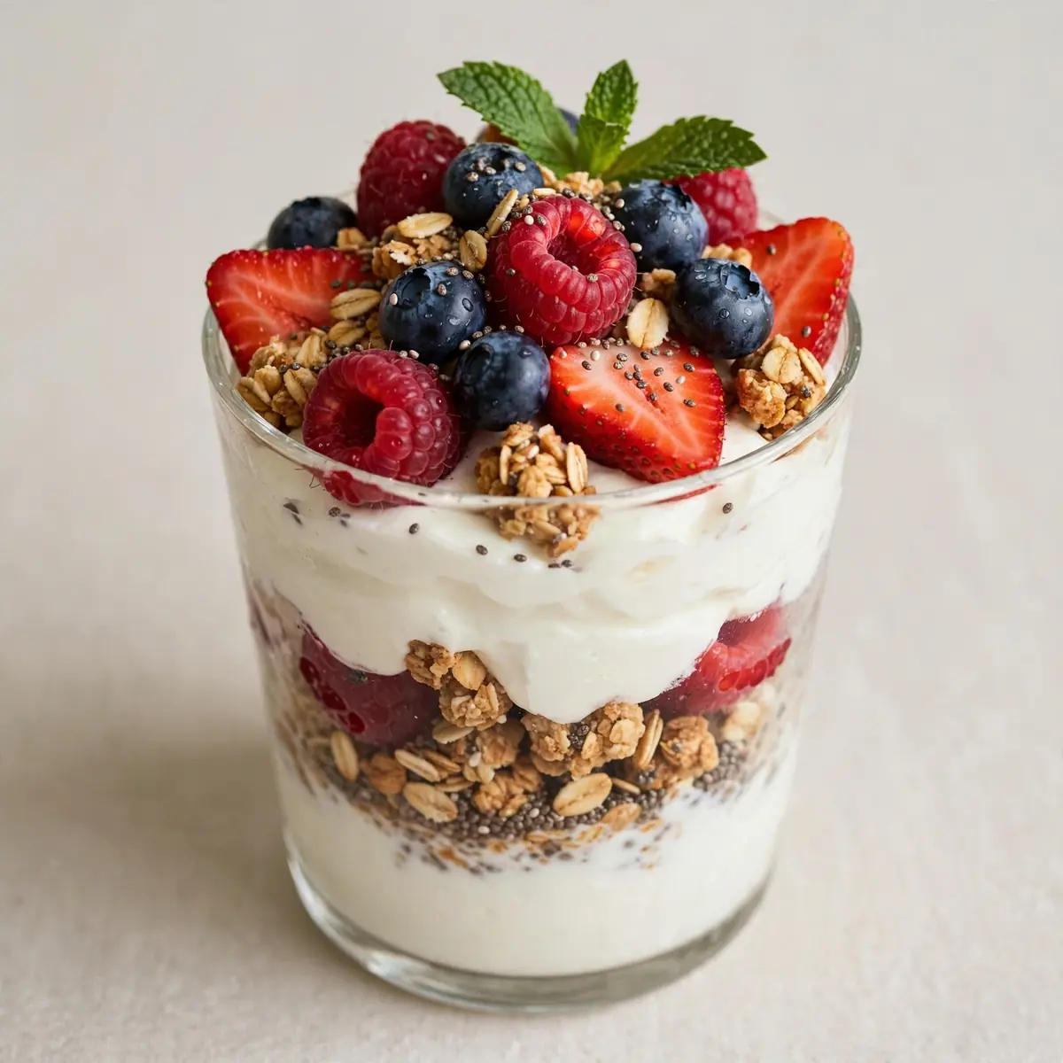 Griechisches Protein-Parfait mit Beeren