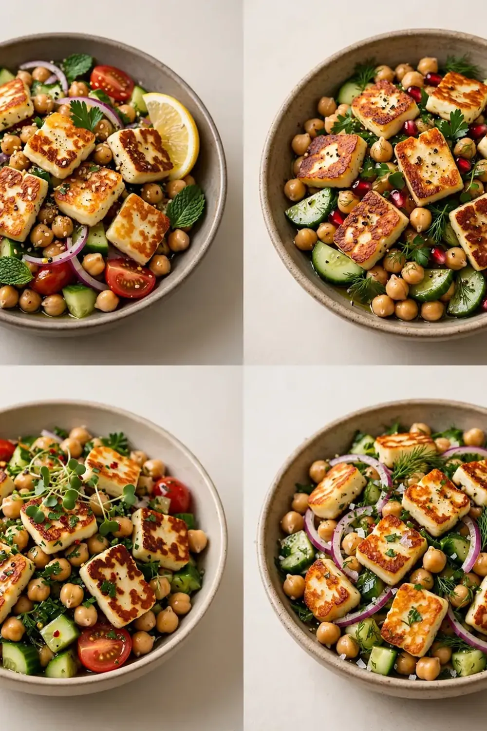 Vegetarian High-Protein Halloumi and Chickpea Salad