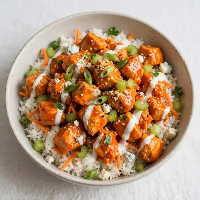 High-Protein Buffalo Chicken Rice Bowl