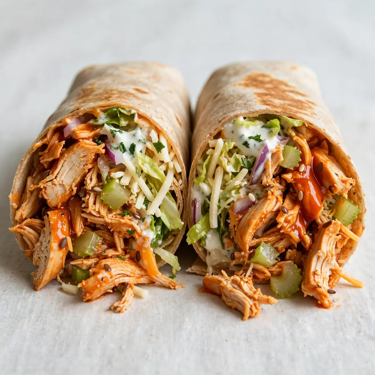 High-Protein Buffalo Chicken Wrap – proteinreicher Wrap mit würzigem Buffalo-Chicken