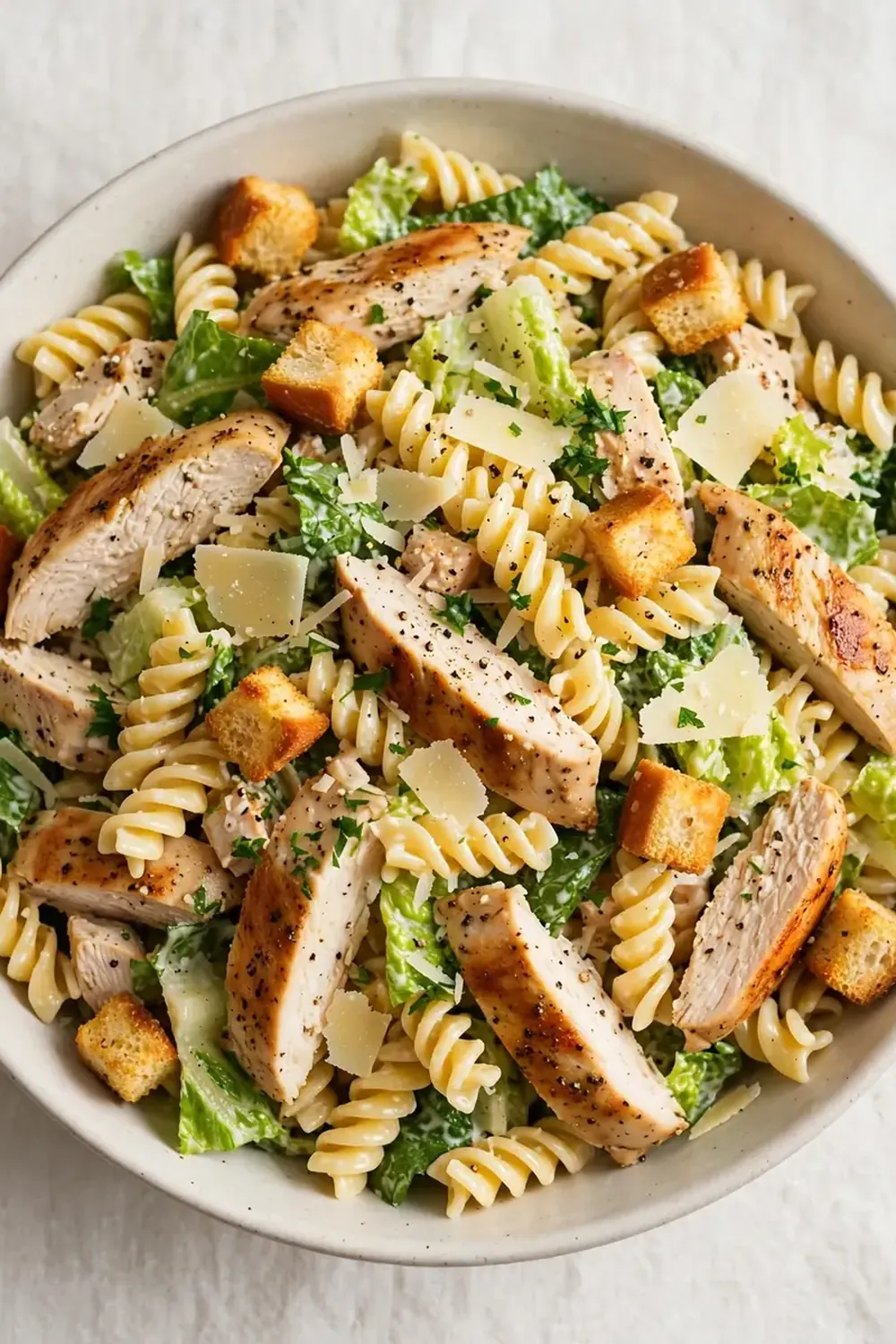 High-Protein Chicken Caesar Pasta Salad