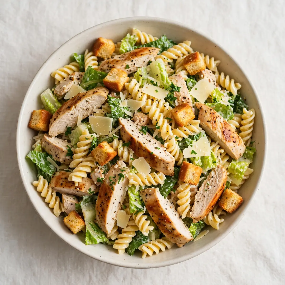 High-Protein Chicken Caesar Pasta Salad