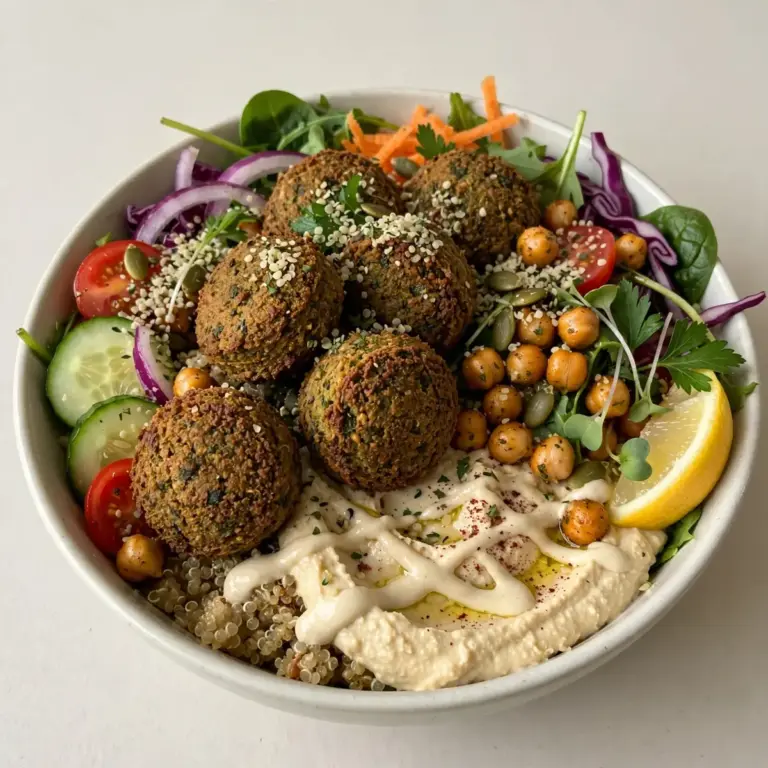 High-Protein Falafel Bowl mit cremigem Dip