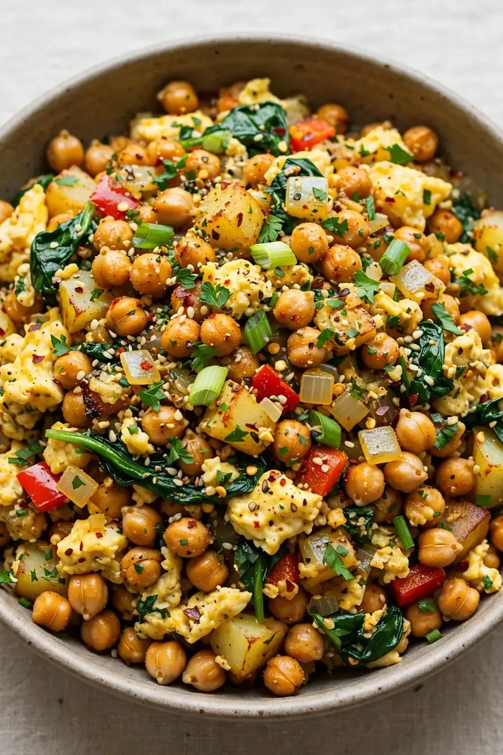 High-Protein Egg and Chickpea Breakfast Hash