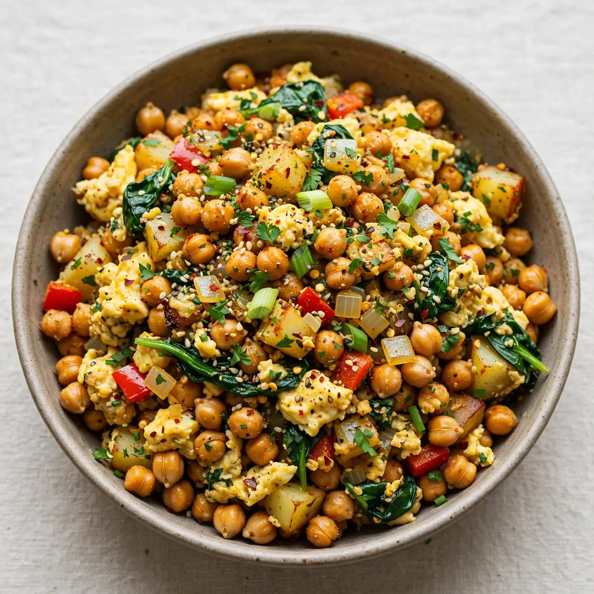 High-Protein Frühstücks-Hash mit Ei und Kichererbsen