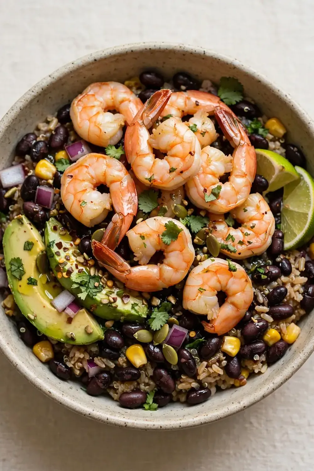 High-Protein Shrimp and Black Bean Bowl