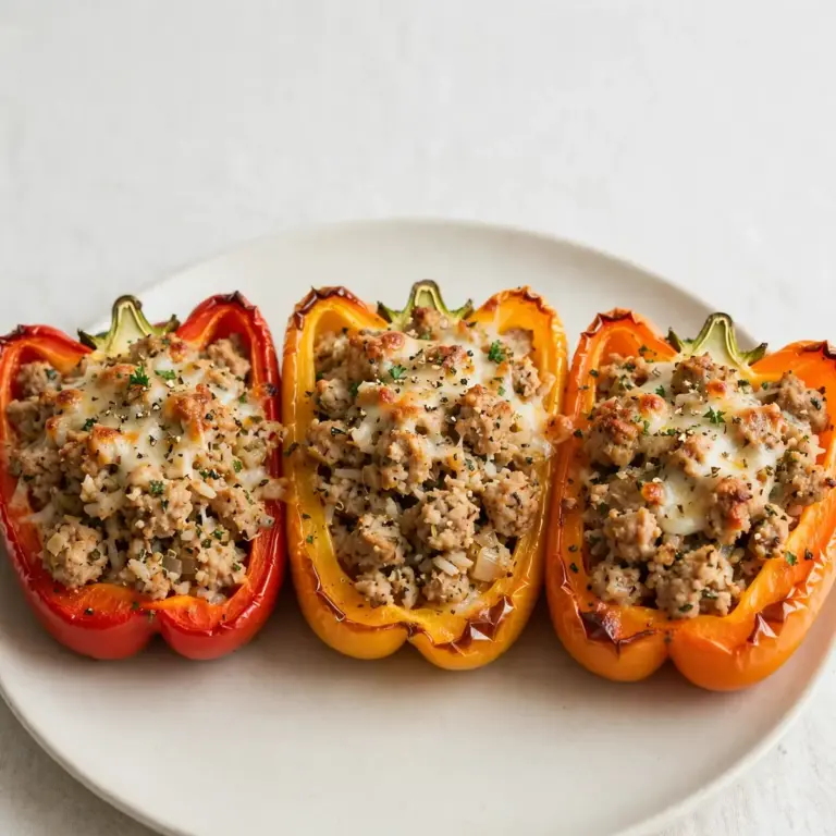 High-Protein gefüllte Paprika mit Putenhack
