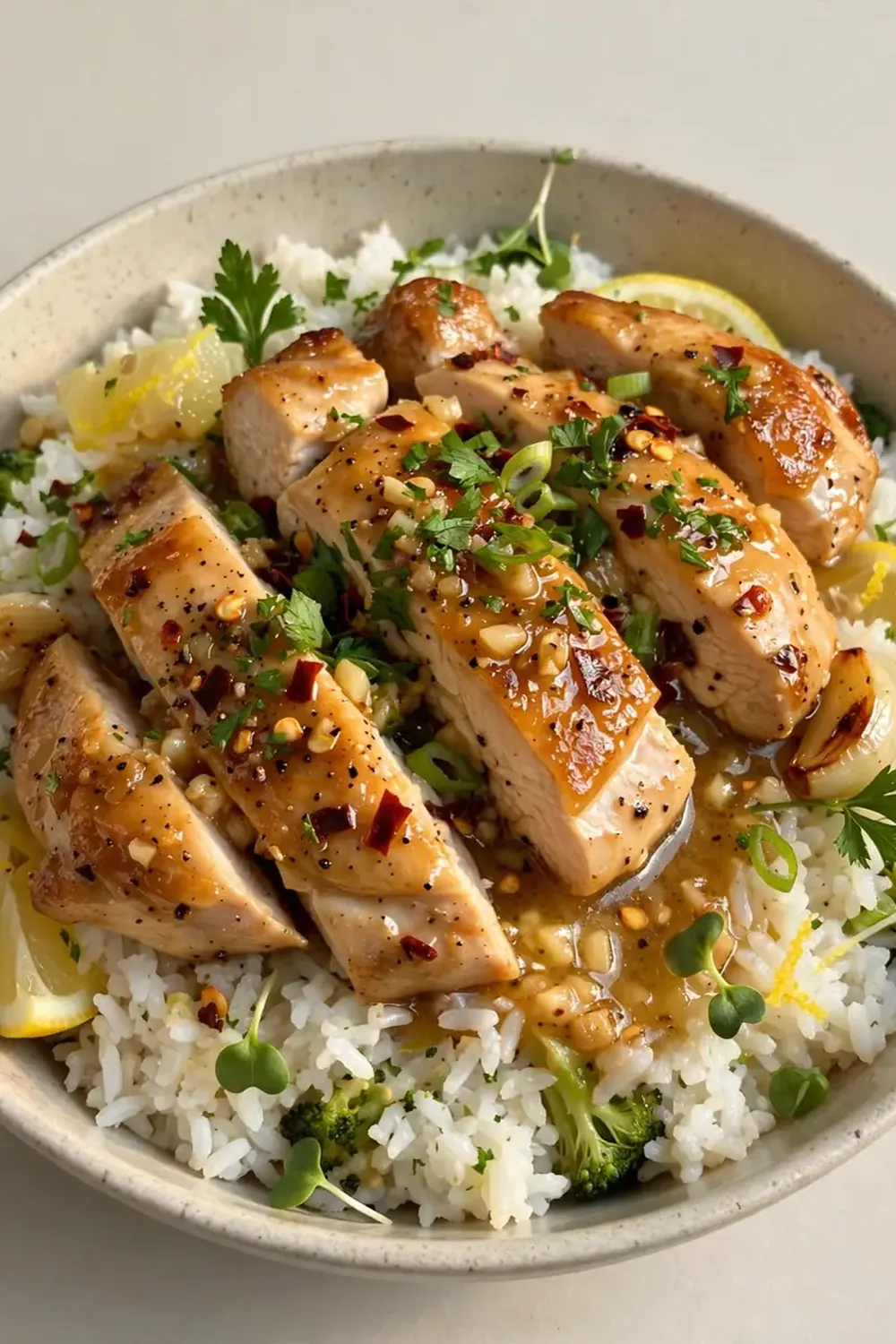 High-Protein Garlic Butter Chicken and Rice Bowl