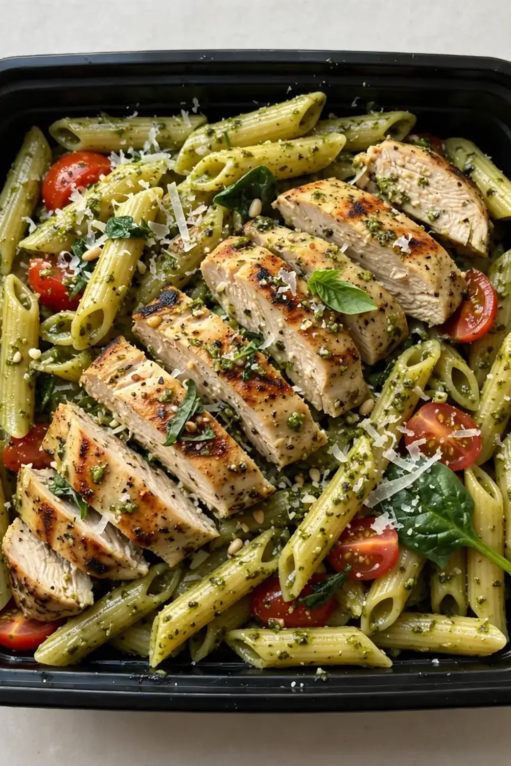 High-Protein Pesto Chicken Pasta Meal Prep