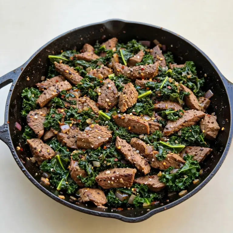 High-Protein Rinder-Pfanne mit Grünkohl
