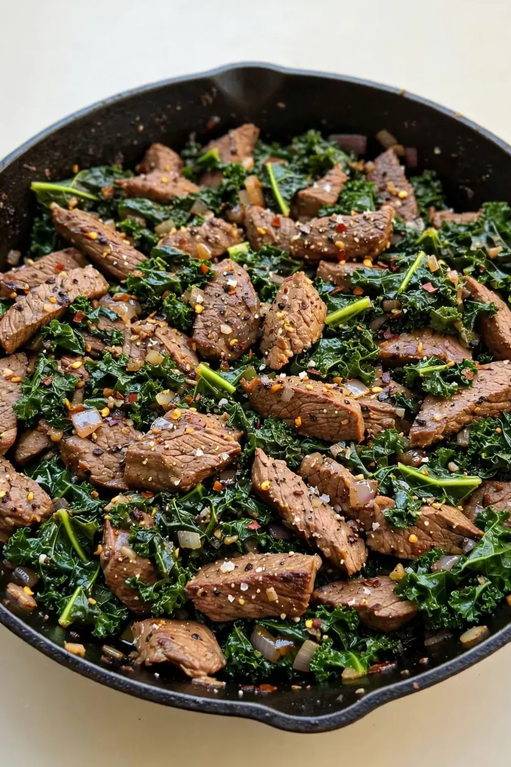 High-Protein Beef and Kale Skillet