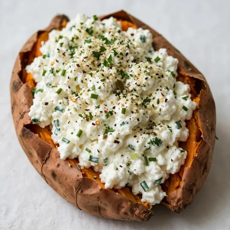 High Protein Süßkartoffel mit Cottage Cheese Füllung