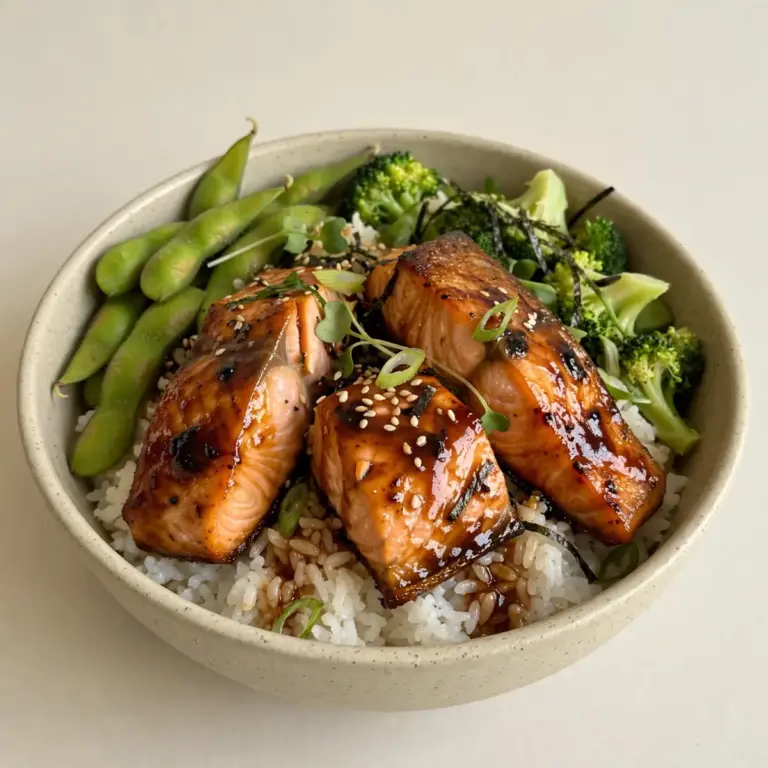 High-Protein Teriyaki Lachs Reis Bowl
