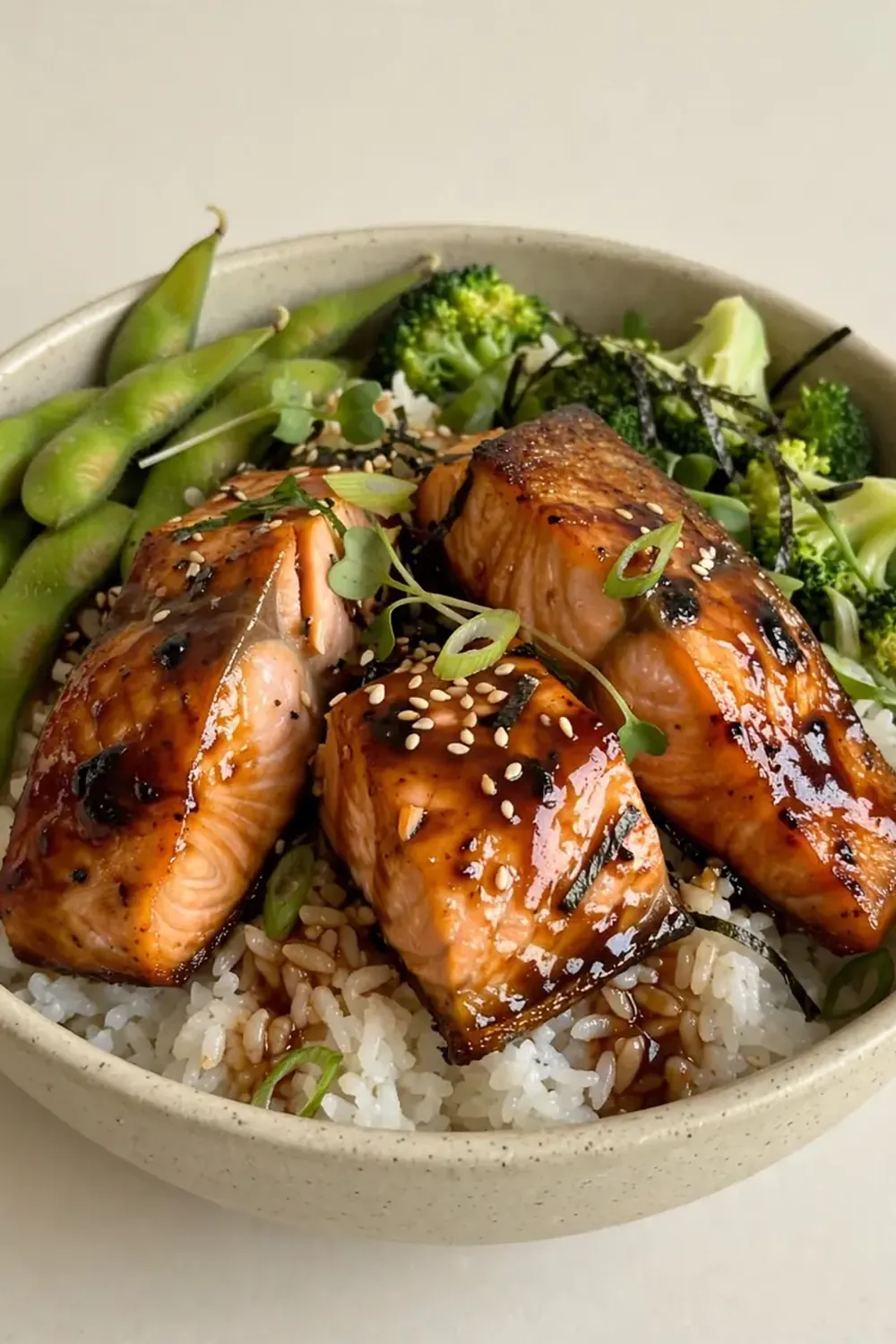 High-Protein Teriyaki Salmon Rice Bowl