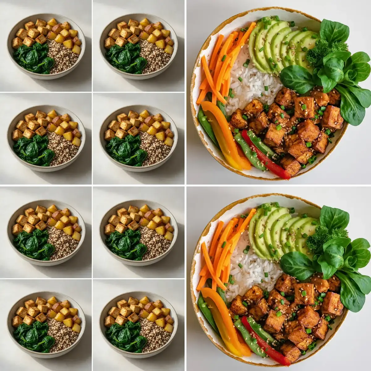 High Protein Tofu-Gemüse-Meal-Prep-Bowls