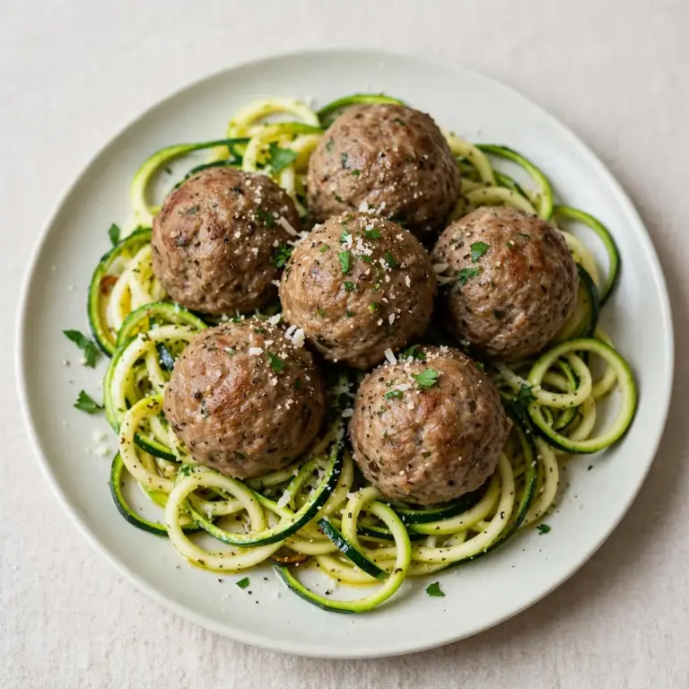 High-Protein Truthahn-Frikadellen mit Zucchini-Nudeln