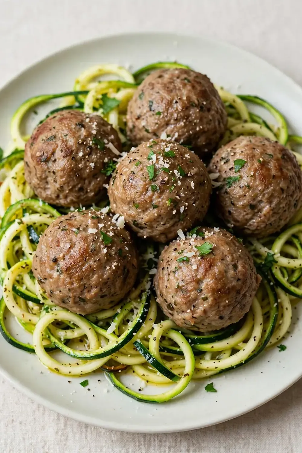 High-Protein Turkey Meatballs with Zucchini Noodles