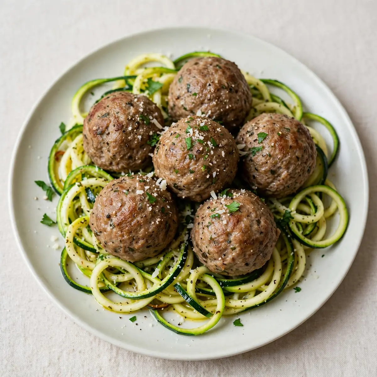 High-Protein Truthahn-Frikadellen mit Zucchini-Nudeln