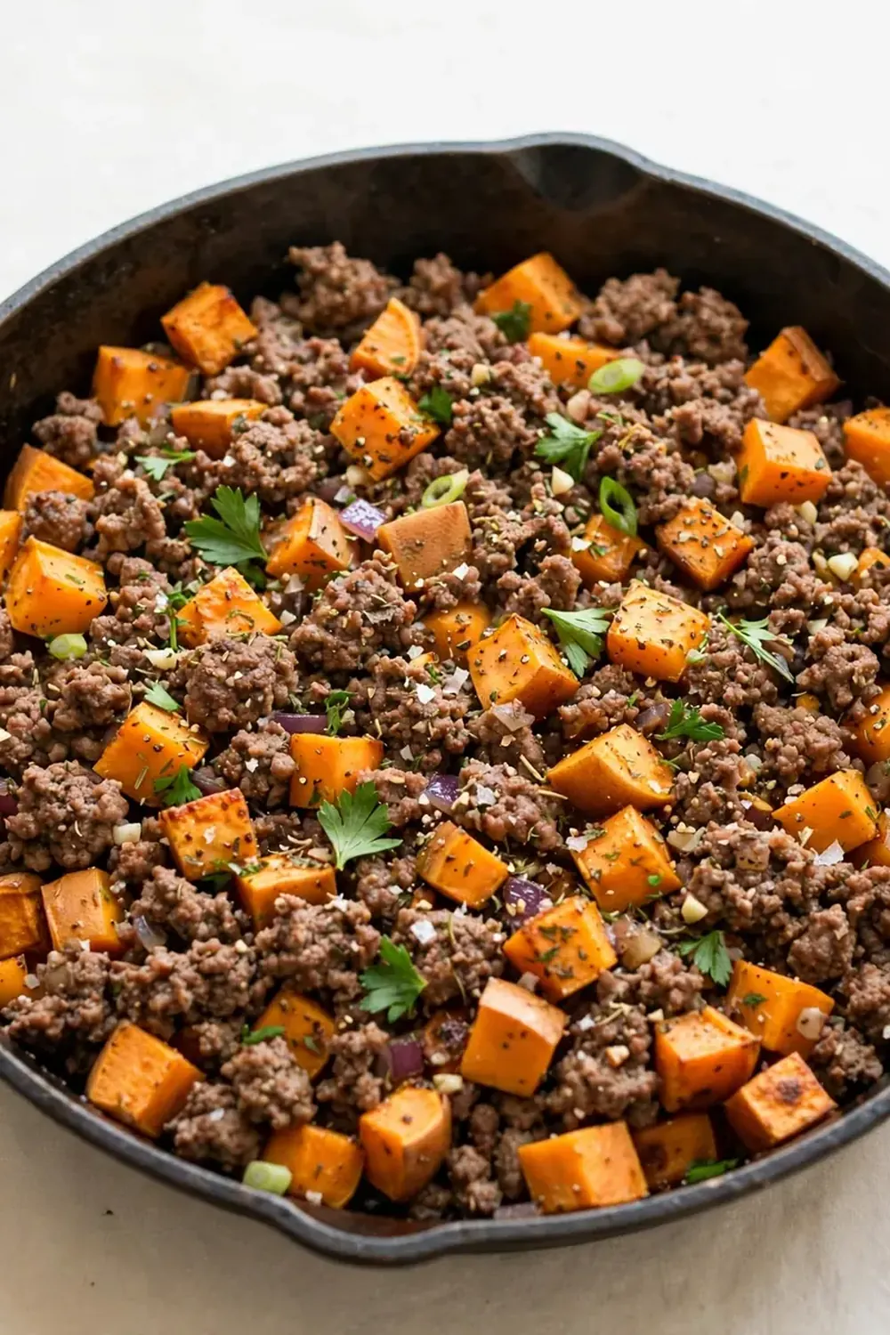 High-Protein Ground Beef and Sweet Potato Skillet