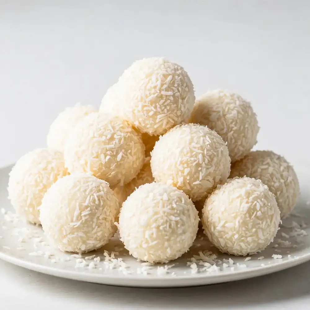 Klassische Kokos-Bällchen mit Kokosraspeln