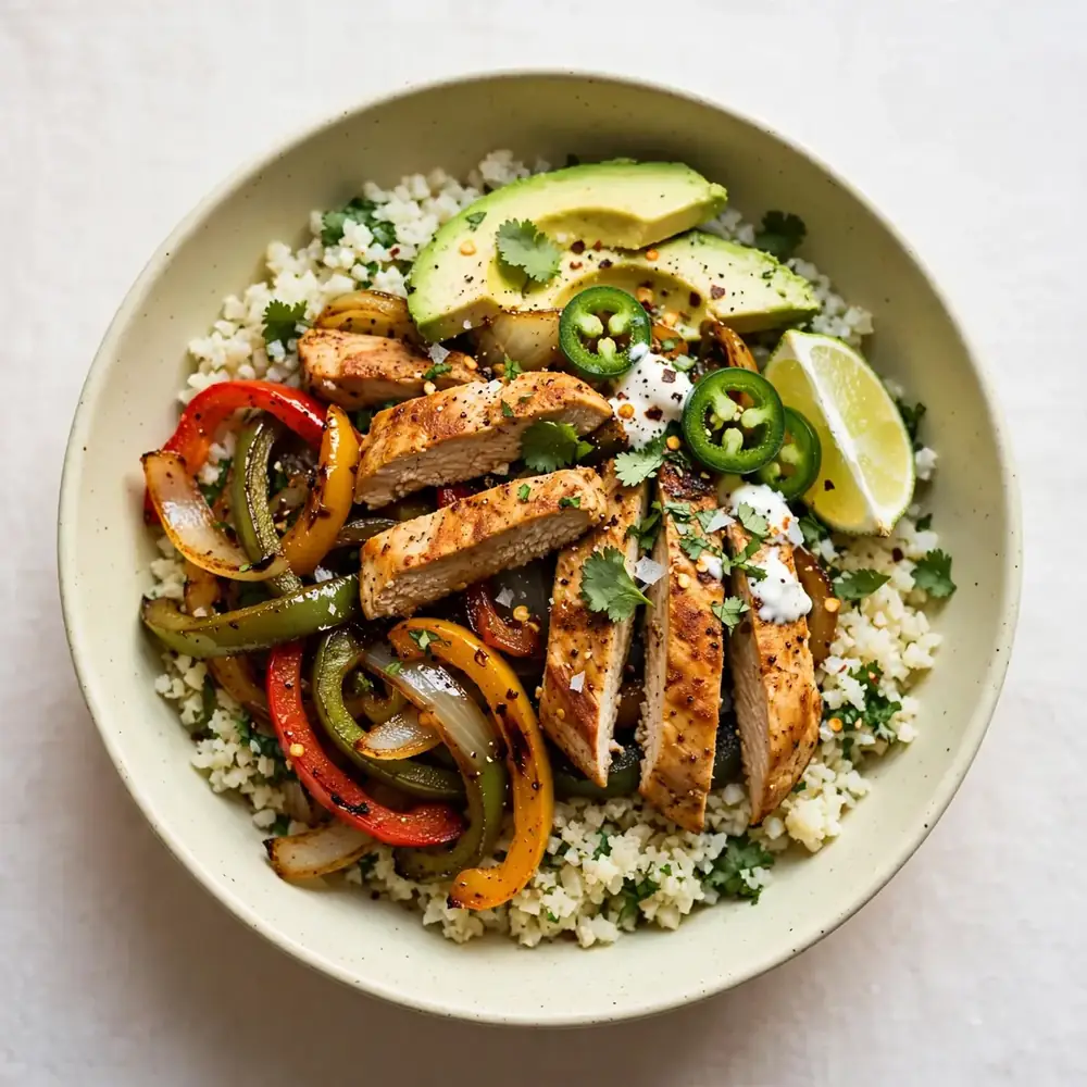 Low-Carb Fajita Bowl mit Blumenkohlreis