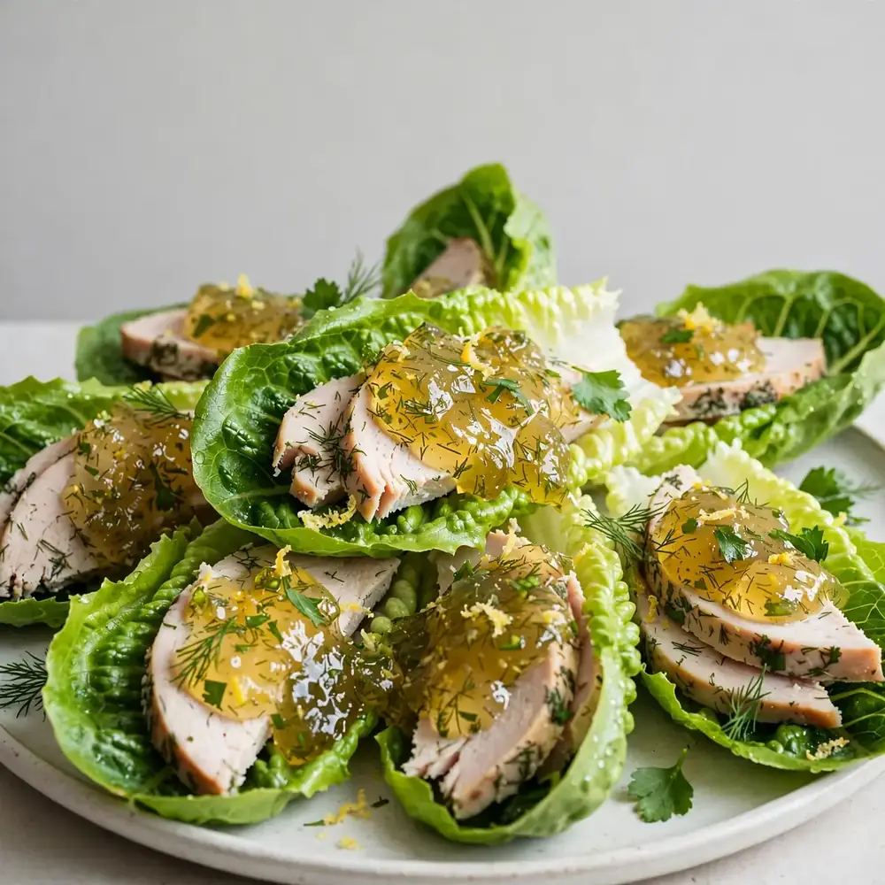 N. Zitrone-Herb-Gelee-Turkey Lettuce Wraps
