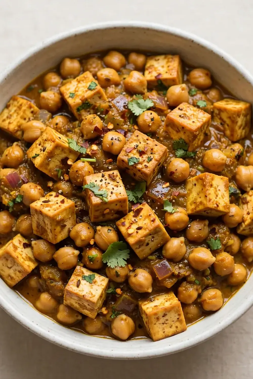 High-Protein Tofu and Chickpea Curry