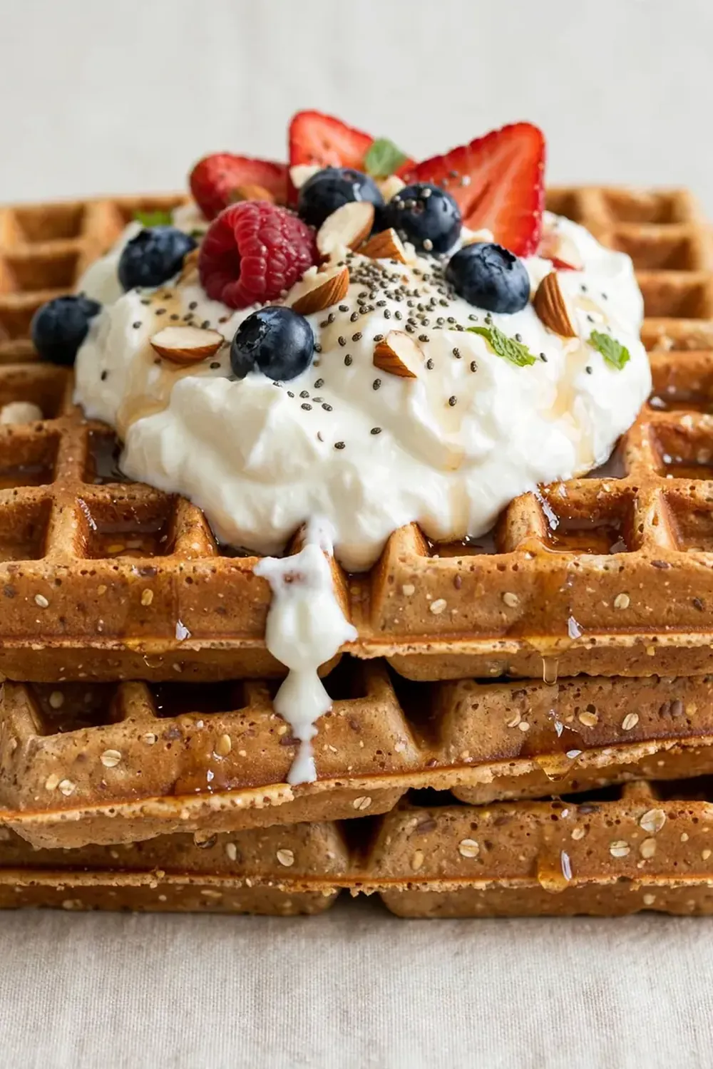 Protein Waffles with Greek Yogurt Topping