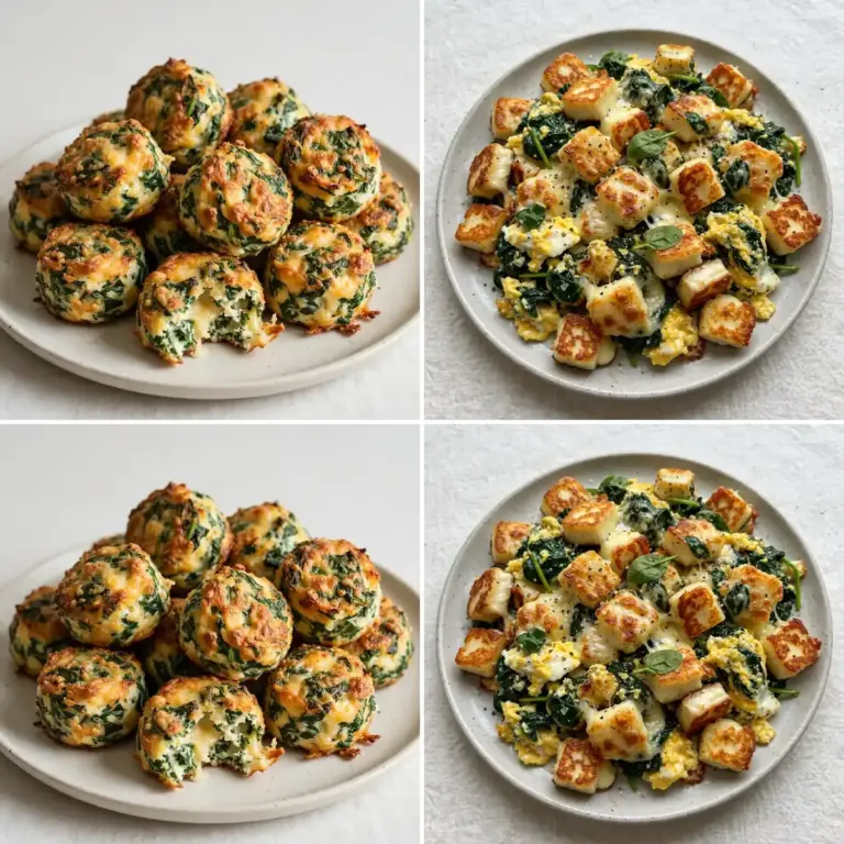 Proteinreiche Eiweiß-Bissen mit Spinat und Käse