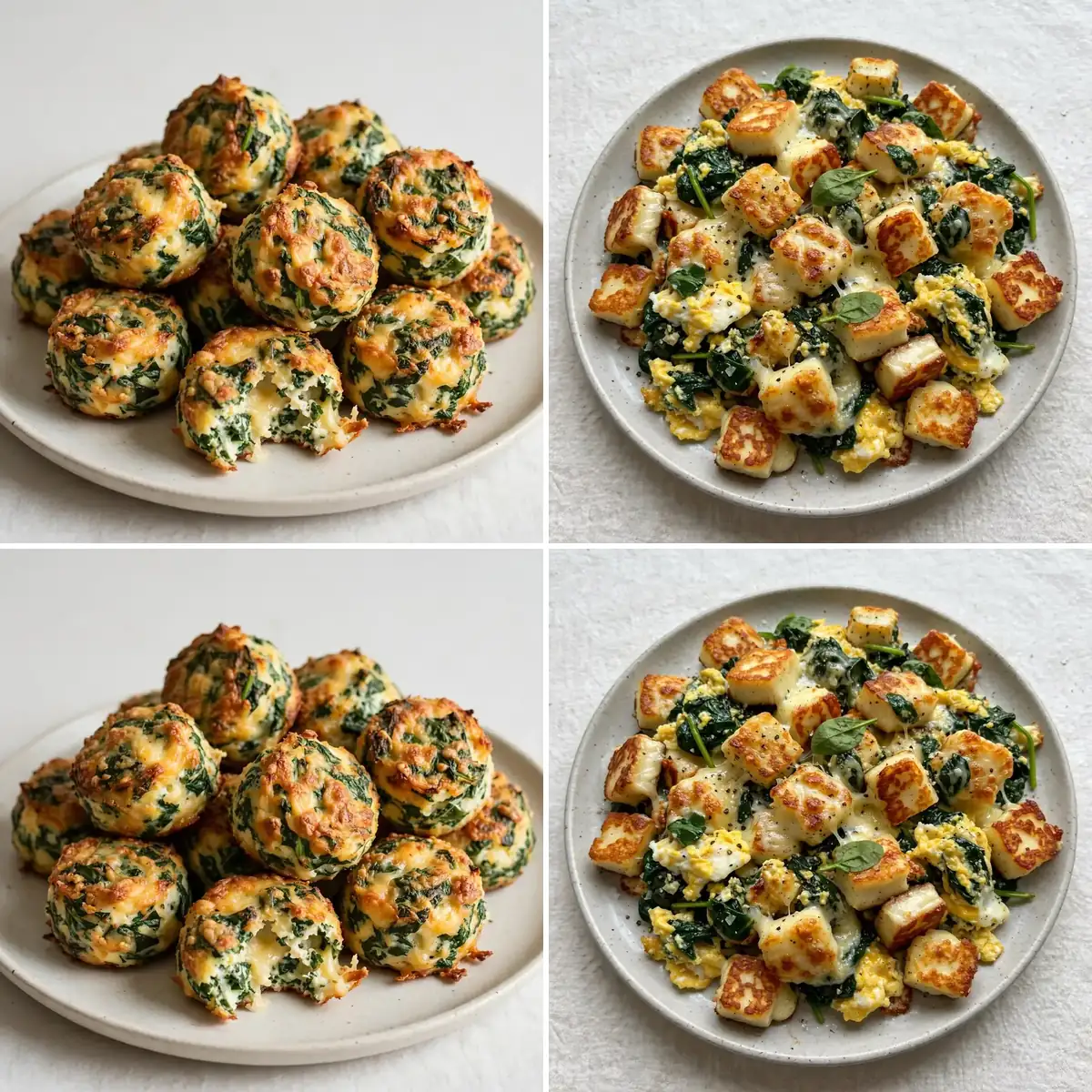 Proteinreiche Eiweiß-Bissen mit Spinat und Käse