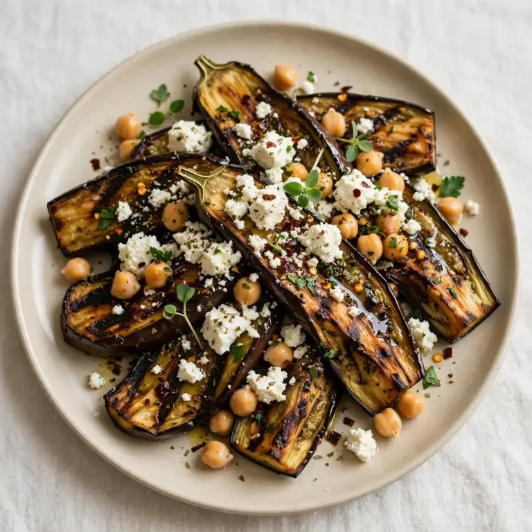 Proteinreiche gegrillte Aubergine mit Feta