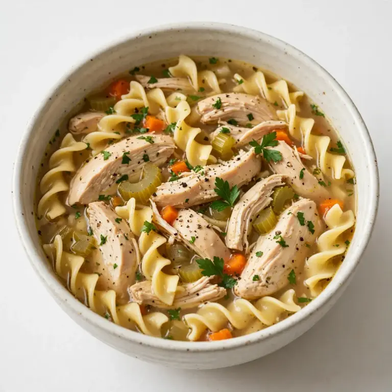 Proteinreiche Hühnernudelsuppe