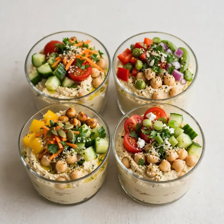 Proteinreiche Hummus-Gemüse-Becher
