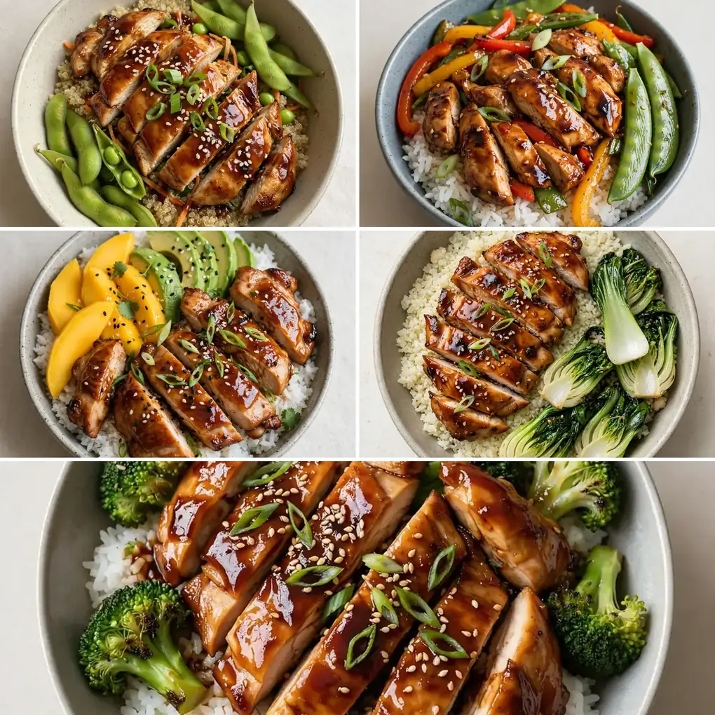 Proteinreiche Teriyaki Hähnchen Meal Prep Bowls