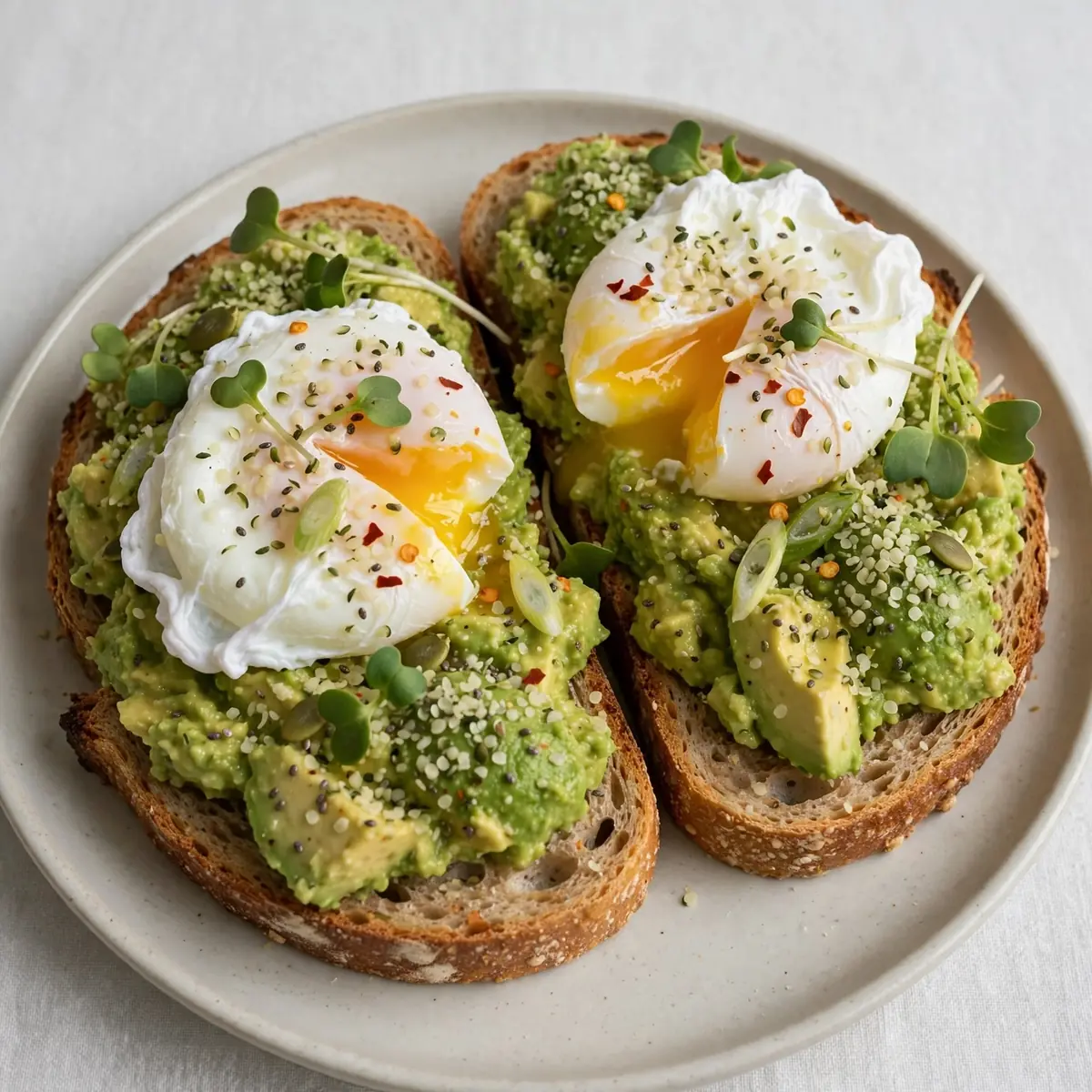 Proteinreicher Avocado-Toast mit pochiertem Ei