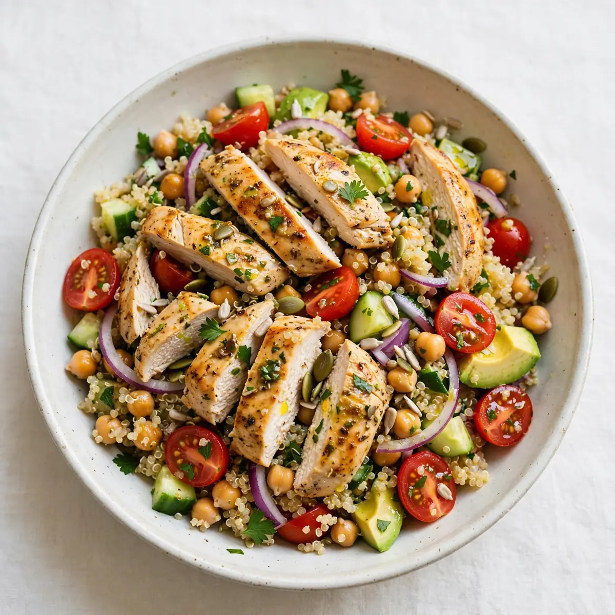 Proteinreicher Hähnchen-Quinoa-Salat