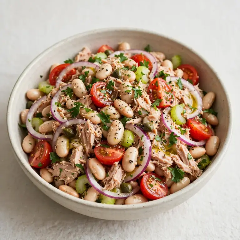 Proteinreicher Thunfisch-Salat mit weißen Bohnen