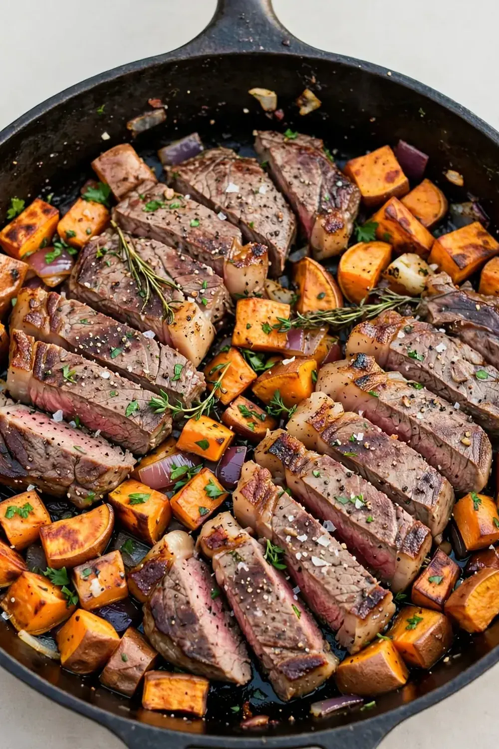 High-Protein Steak and Sweet Potato Skillet