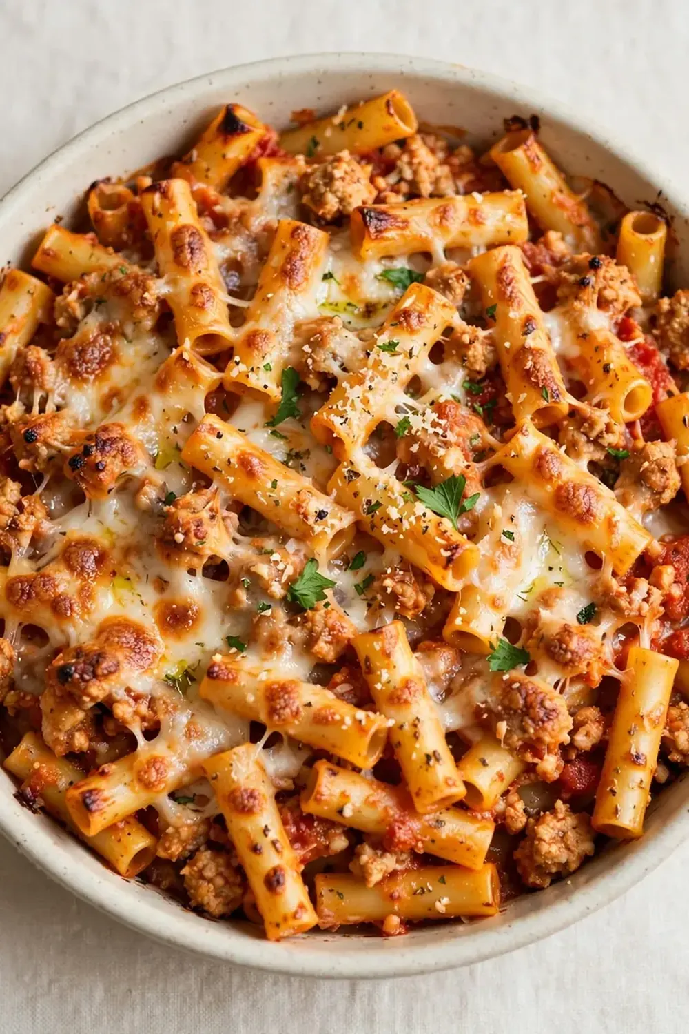 High-Protein Baked Ziti with Ground Turkey