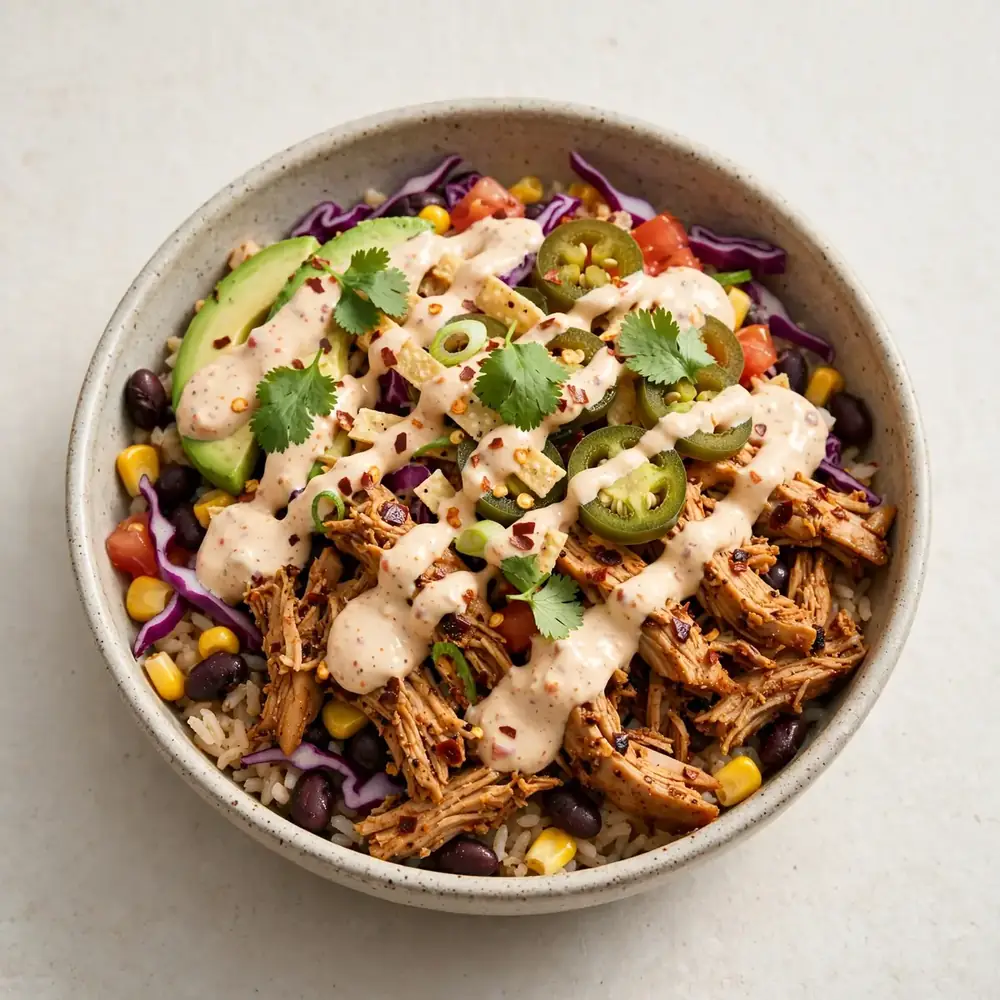 Scharfe Turkey Taco Bowl mit Chipotle-Joghurt