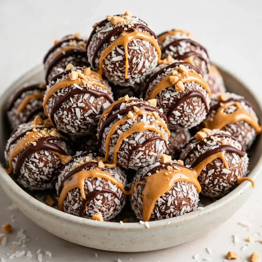 Schoko-Kokos-Bällchen mit Erdnussbutter