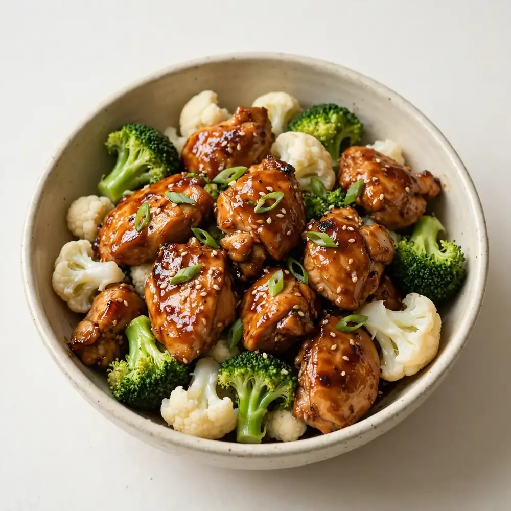 Teriyaki Hähnchen mit Blumenkohl-Brokkoli-Mix