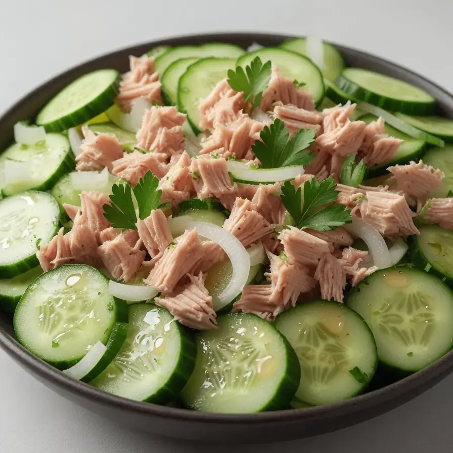 Thunfisch-Gurken-Salat mit Essig