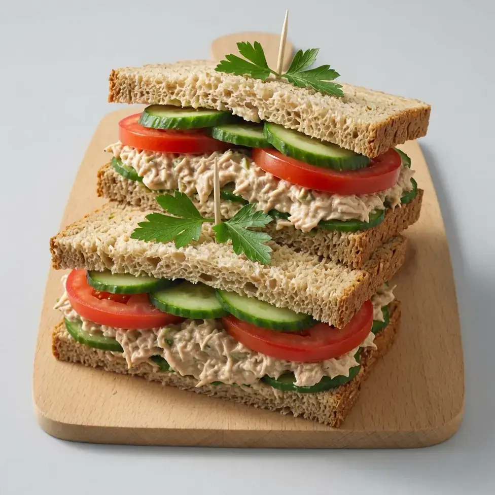 Thunfisch-Gurken-Sandwich mit Tomaten