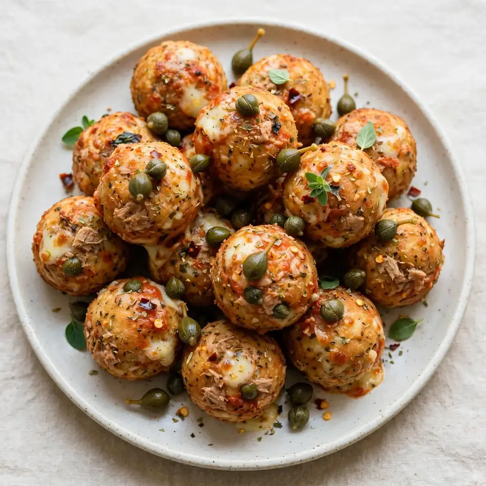 Thunfisch-Pizzabällchen mit Kapern