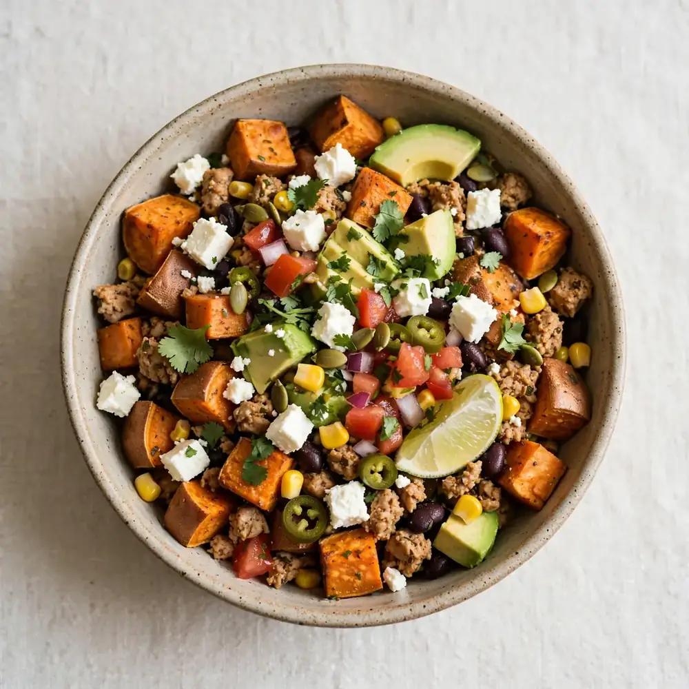 Turkey Taco Bowl mit Süßkartoffel und Feta