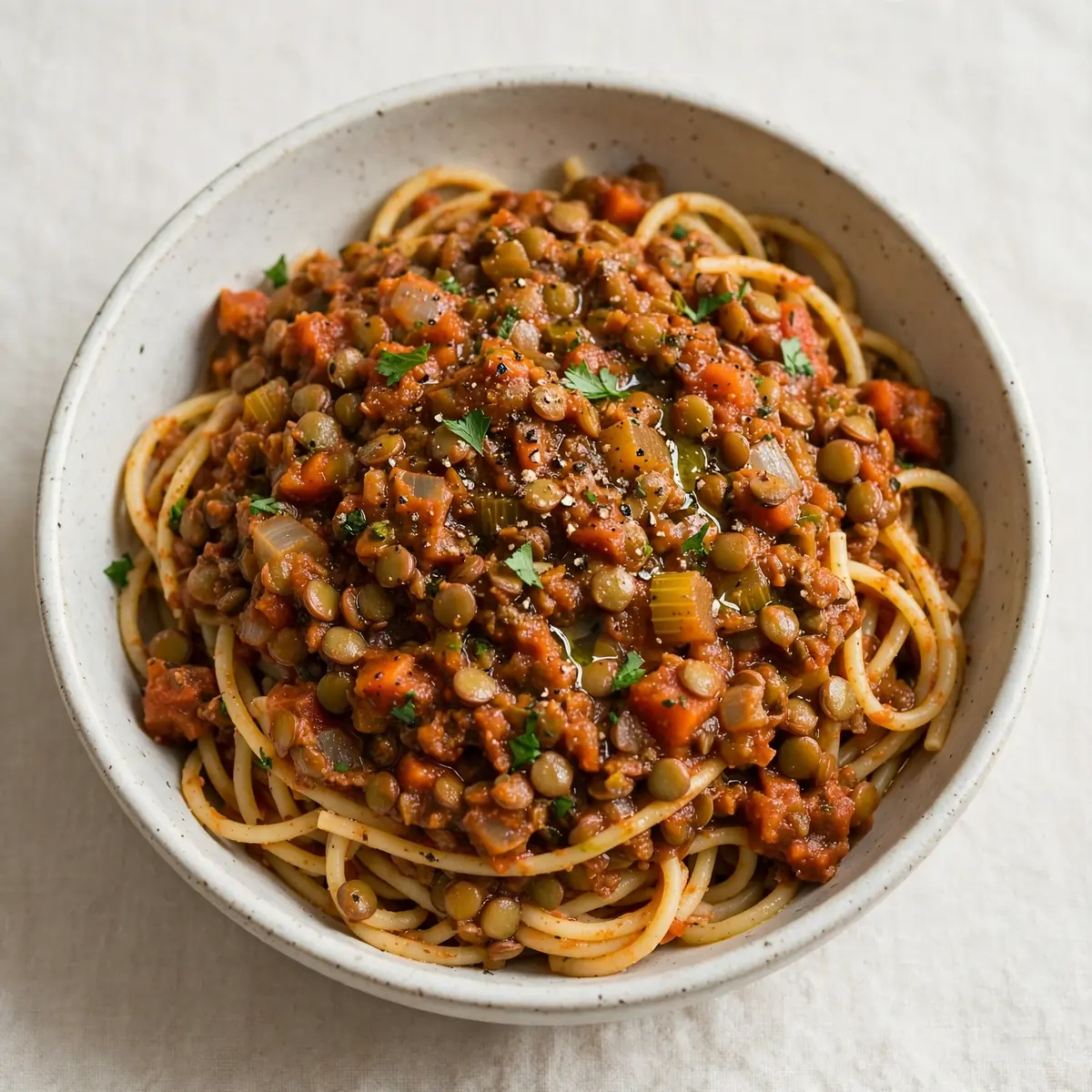 Vegane High-Protein Linsen-Bolognese