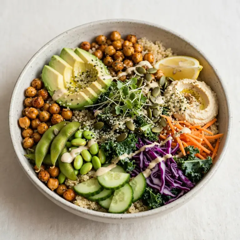 Veganer High-Protein Quinoa-Buddha-Bowl